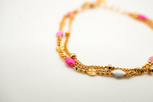 Leila Pink Two-Toned Double Wrap Bracelet