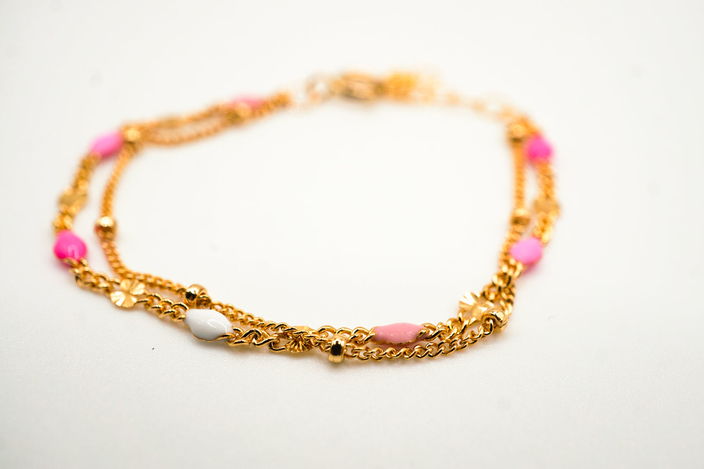 Leila Pink Two-Toned Double Wrap Bracelet