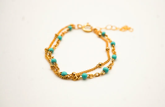 Aster Turquoise Double Wrapped Bracelet