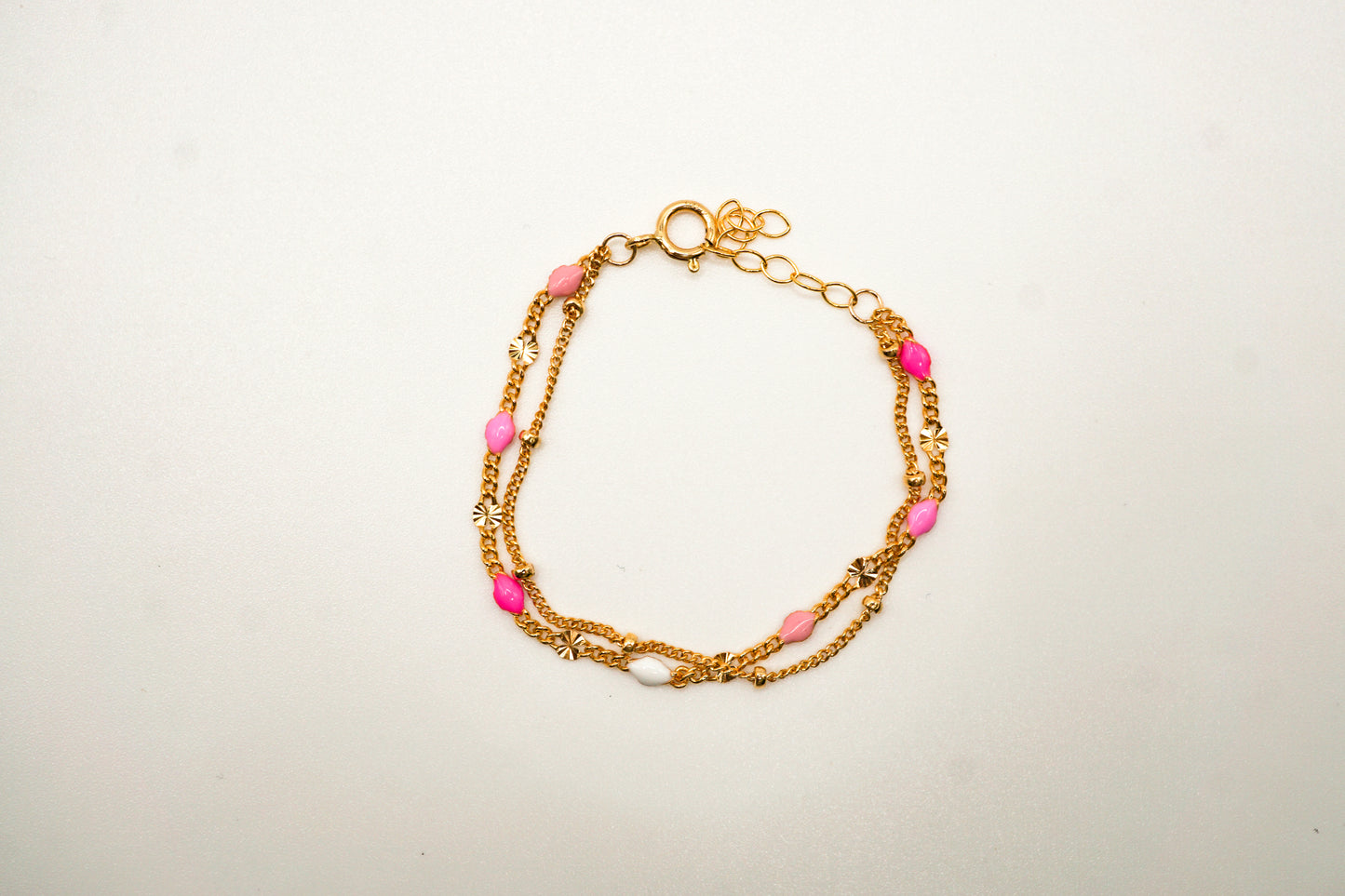 Leila Pink Two-Toned Double Wrap Bracelet