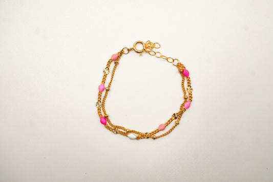 Leila Pink Two-Toned Double Wrap Bracelet