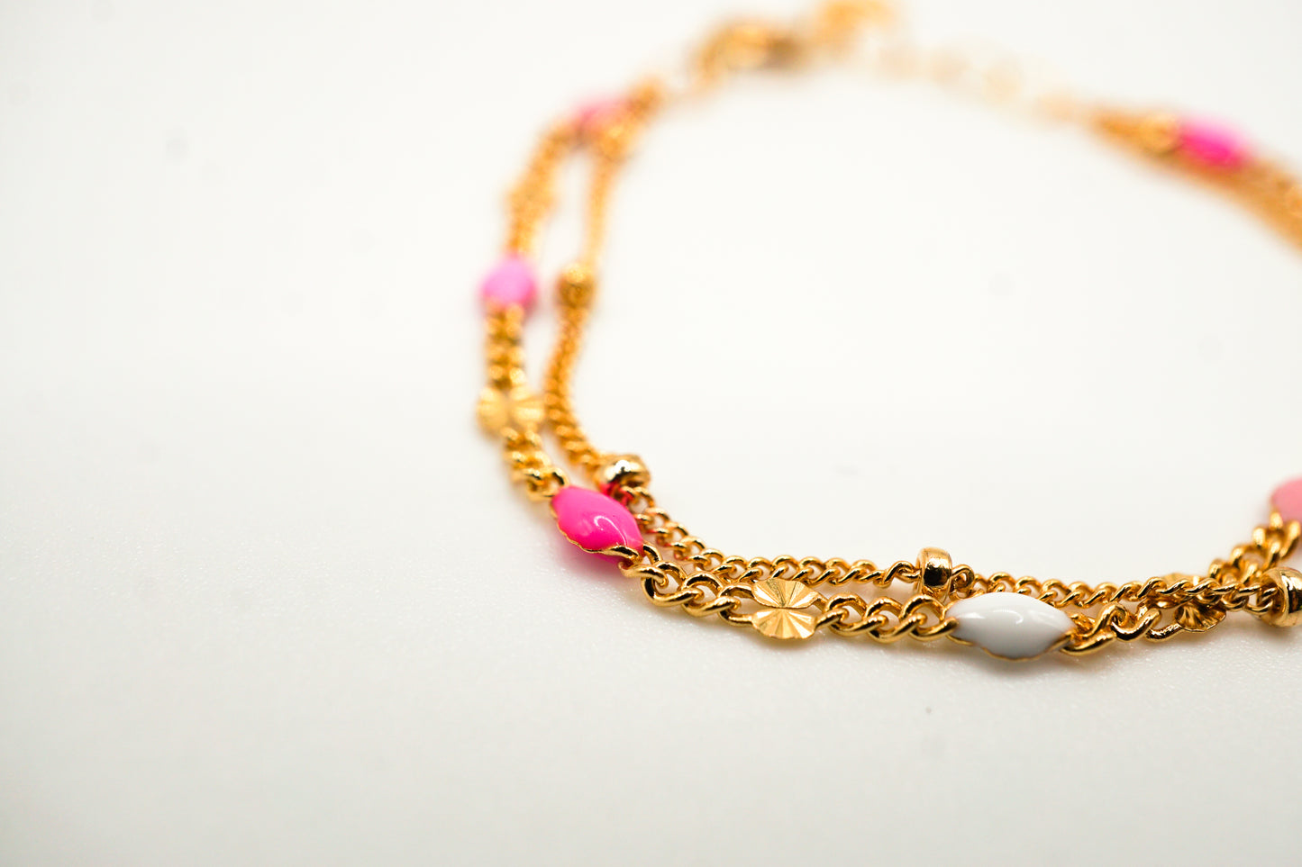 Leila Pink Two-Toned Double Wrap Bracelet