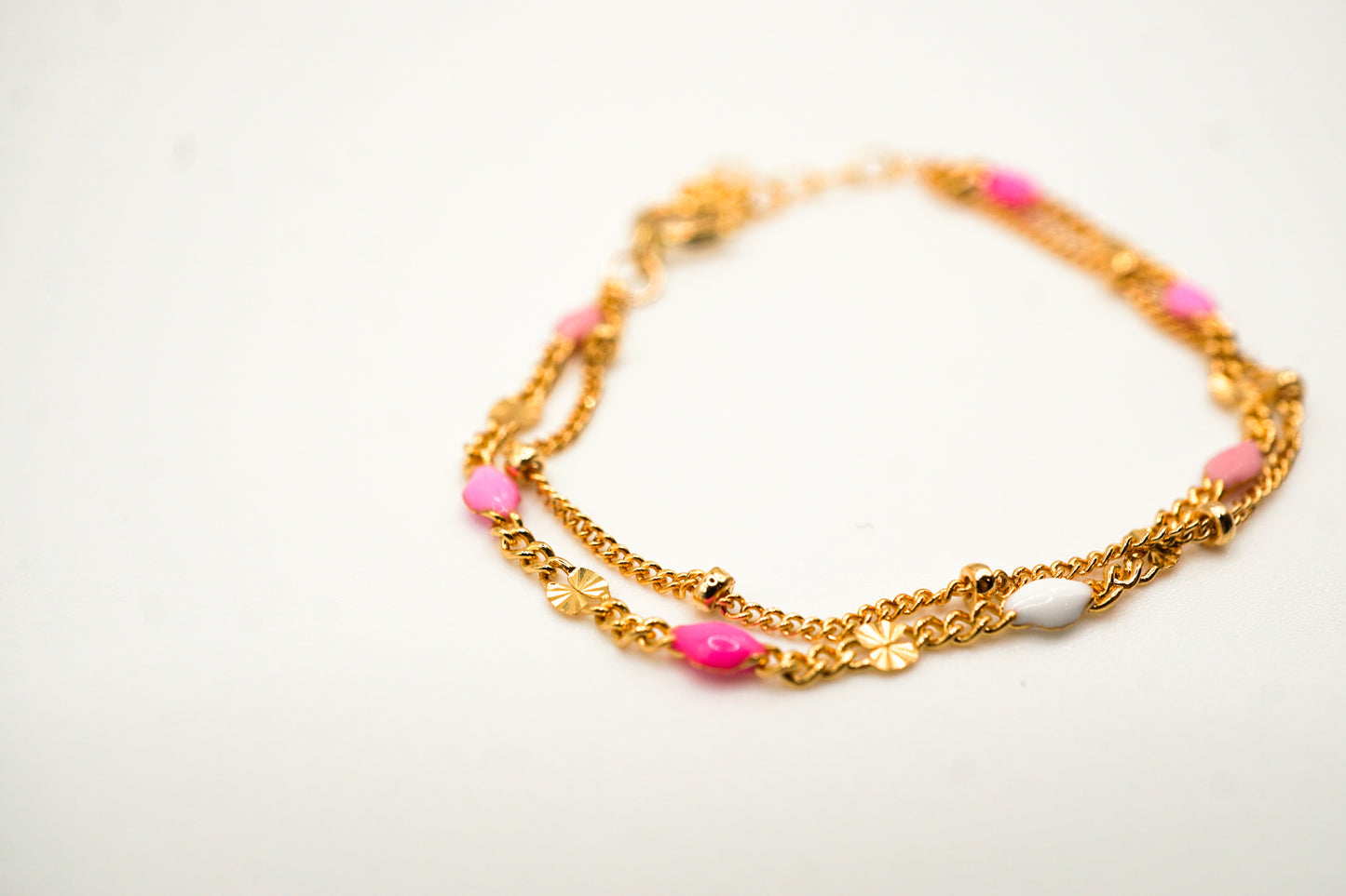 Leila Pink Two-Toned Double Wrap Bracelet
